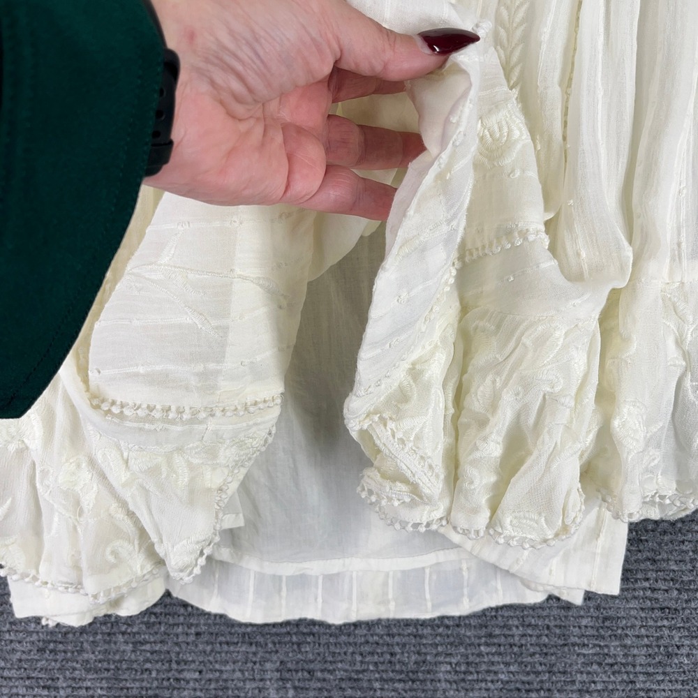 Free People Boho Cottagecore Coquette Ruffle Mini Dress Women Sz 0 - Picture 9 of 15